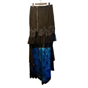 Polka Dot Faux Suede High Low Whimsical Goth  dark fairy Skirt